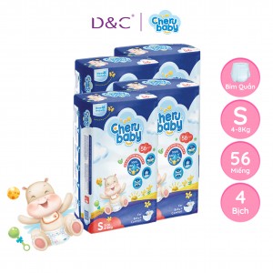 Combo 4 Bỉm Cherubaby S dán 56pads (4-8kg)